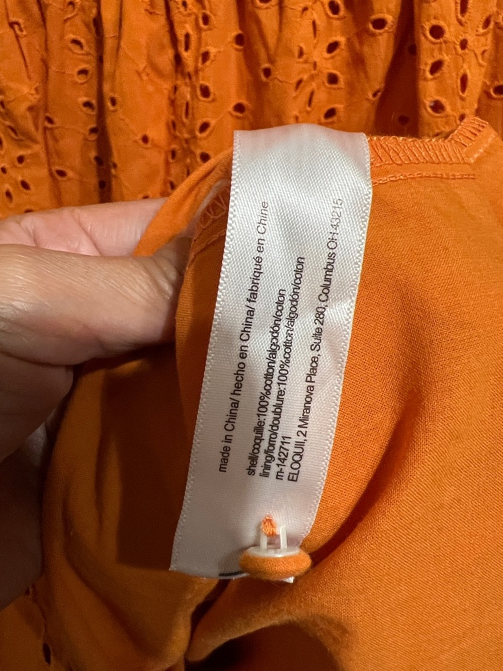 ELOQUII Elements Orange Cotton Eyelet Tiered Midi Dress Size 16 Boho Cottagecore - Picture 6 of 9